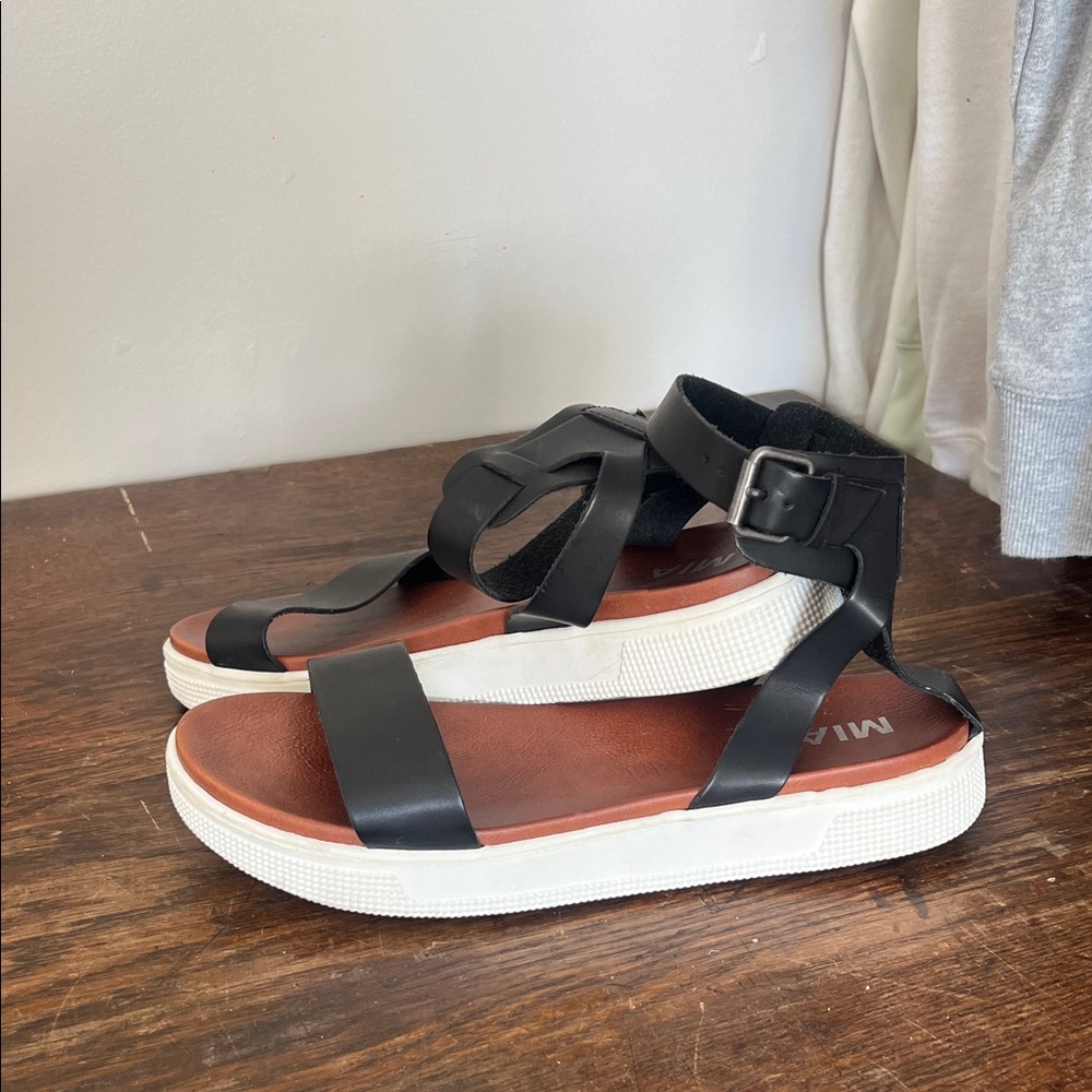 MIA Black and Tan Women's Sandals - Picture 2 of 5